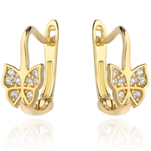 Złote Kolczyki Motylek z Cyrkoniami na Zapięciu Angielskim pr.585 - Złoto 585 - Prezent na Rocznice.jpg