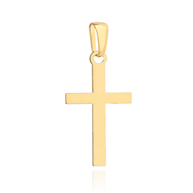 Złoty Krzyżyk Wisiorek Gładki Średni - Złoto 585 - Prezent na Chrzest.jpg