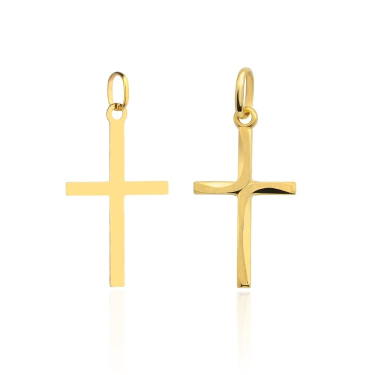 Złoty Krzyżyk Wisiorek Zdobiony - Złoto 585 - Prezent na Chrzest.jpg