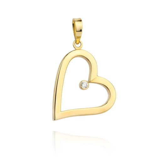 Zawieszka złota serce z cyrkonią w środku