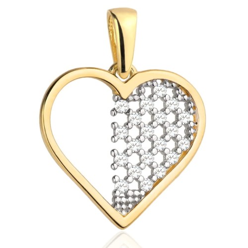 Złota Zawieszka Serce z Ażurowym Zdobieniem i Cyrkoniami 0.92 g - Złoto 585 - Prezent na Urodziny.jpg
