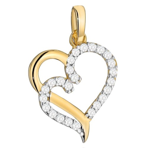Złota Zawieszka Splecione Serca z Cyrkoniami 0.70 g - Złoto 585 - Prezent na Rocznice.jpg