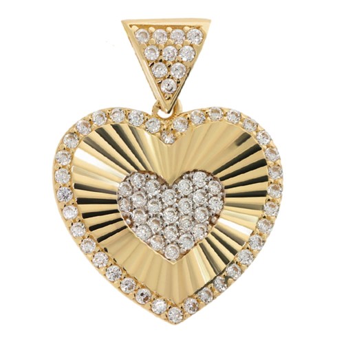 Złota Zawieszka Diamentowane Serce Z Sercem z Cyrkonii Idealny Prezent Dla Mamy Żony Córki 1.83 g - Złoto 585.jpg