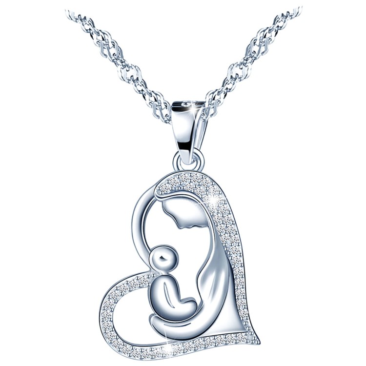 Srebrny Naszyjnik Wyjątkowe Serce Matka z Dzieckiem Srebro 925 - Prezent na Dzień Matki.jpg