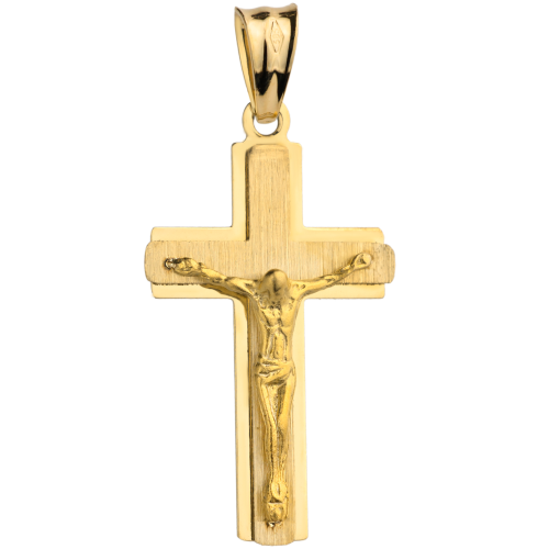 Złoty Krzyżyk z Wizerunkiem Jezusa - Złoto 585 - Prezent na Bierzmowanie.png