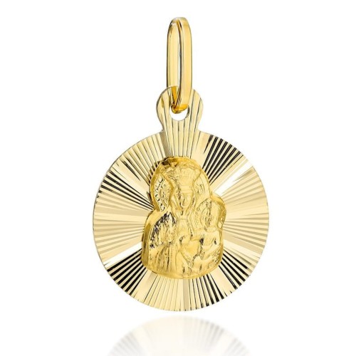 Mennica Świdnicka - Złoto 585 - Medalik złoty Matka Boska Częstochowska w kółku z promieniami.jpg