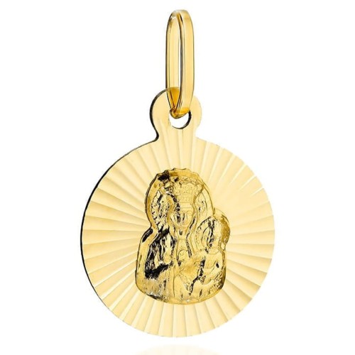 Mennica Świdnicka - Złoto 585 - Medalik złoty Matka Boska Częstochowska w diamentowanym kółku.jpg