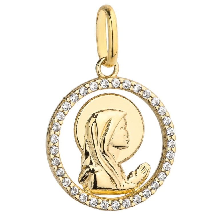 Medalik Matka Boska modląca się w kółku wysadzanym cyrkoniami pr. 585
