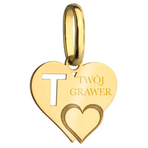 Zawieszka Serduszko z Literką Złoto 585 - Literka T.jpg