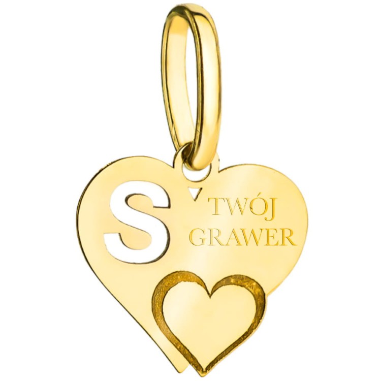 Złote Serce Zawieszka z Literką i Możliwością Grawerowania - Literka S.jpg