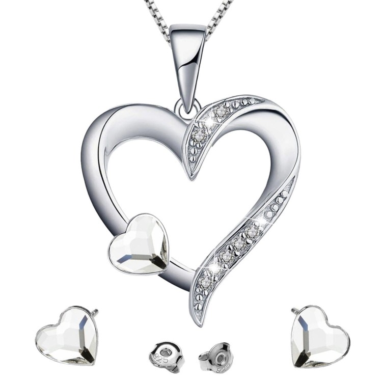 Srebrny Komplet Serca - Srebro 925 - Urocze Serduszka Prezent Na Walentyni Urodziny.jpg