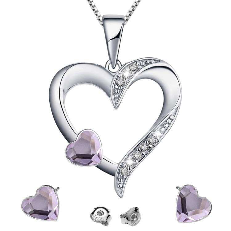 Srebrny Komplet Serca - Srebro 925 - Urocze Serduszka Prezent Na Walentynki.jpg