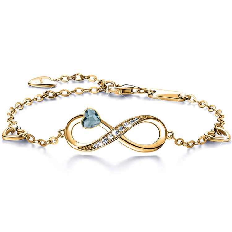 Niezwykła Złota Bransoletka Infinity Nieskończoność Celebrytka Prezent Na Walentynki Dzień MatkiSrebro 925.jpg