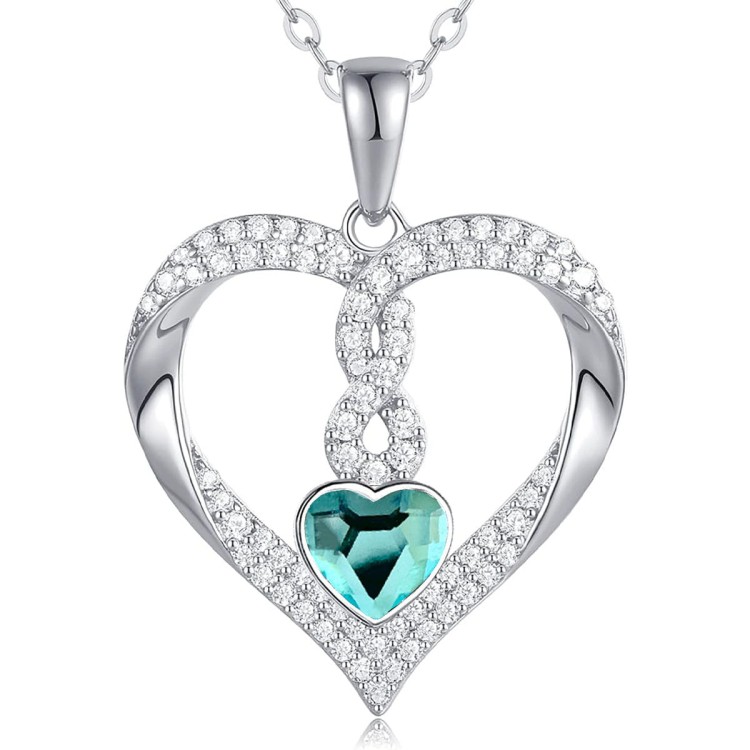 Srebrny Wisiorek Serce z Niebieskim Kryształem - Elegancki Damski Naszyjnik - Srebro 925