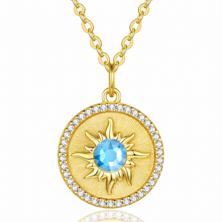 Srebrny Naszyjnik z Promienistym Wzorem Słońca - Srebro 925 Pozłacane 24K z Markowymi Kryształami