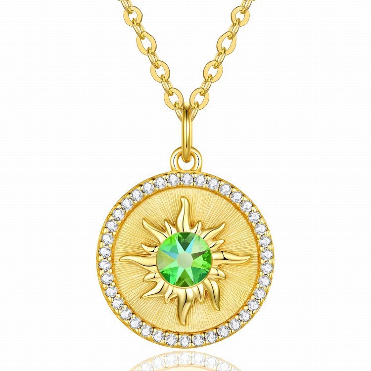 Elegancki Srebrny Naszyjnik Słońce z Cyrkoniami - Pozłacane Srebro 925