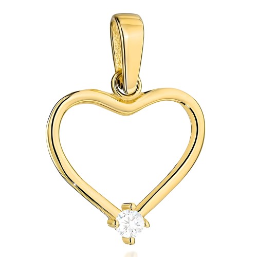 Złota Zawieszka Kontur Serca z Cyrkonią - Złoto 585.jpg