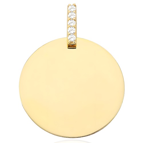 Złota Zawieszka Duże Pełne Kółko i Cyrkonie - Złoto 585.jpg