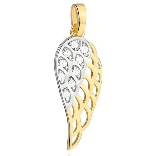 Subtelna Zawieszka Złota 585 Skrzydło Anioła z Cyrkoniami .jpg