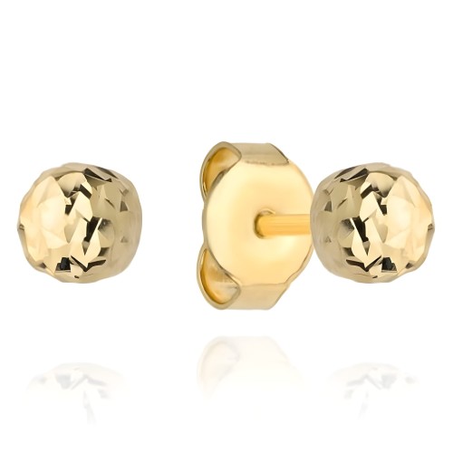 Złote Kolczyki Diamentowane Kolczyki Kulki 7 mm - Złoto 585.jpg