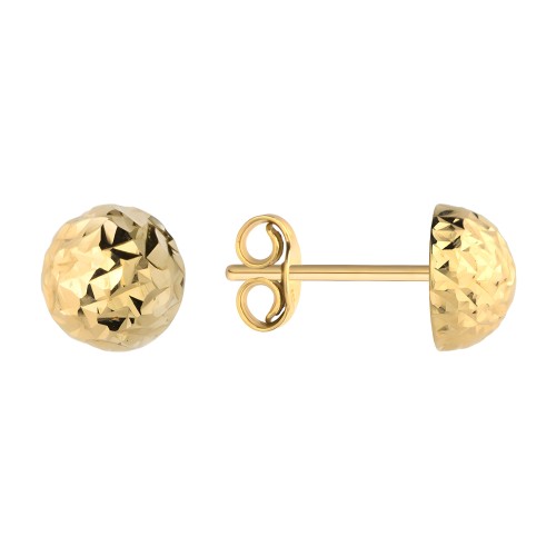 Złote Diamentowane Kolczyki Pół Kulki na Sztyfcie śr. 8 mm - Złoto 585.jpg