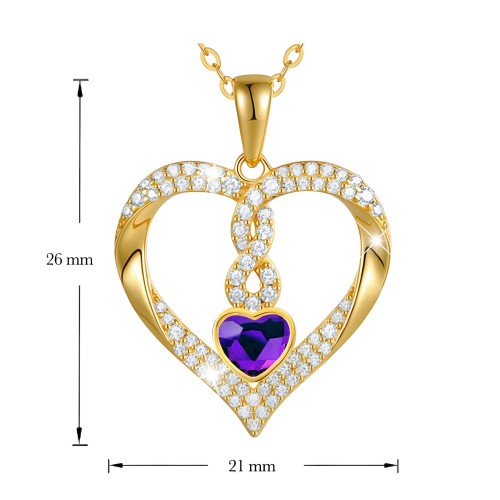 Złoty Naszyjnik w Kształcie Serca z Niebieskim Kamieniem - Idealny Prezent dla Niej - Srebro 925 .jpg