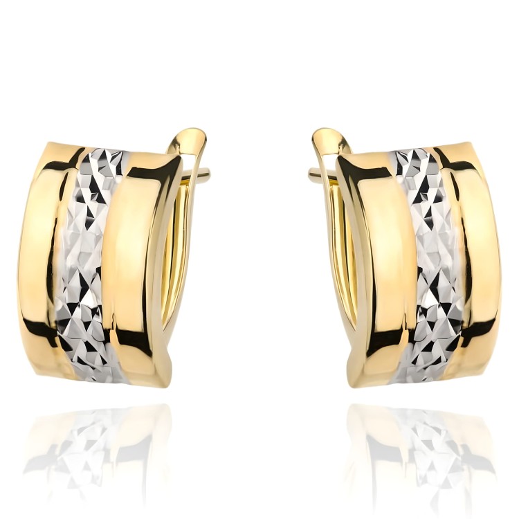 Złote Kolczyki z Diamentowanego Białego Złota na Angielskim Zapięciu - Złoto 585.jpg