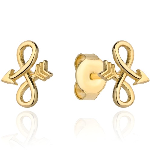 Złote Kolczyki Strzałka w Kształcie Nieskończoności - Złoto 585 - Prezent na Rocznice.jpg