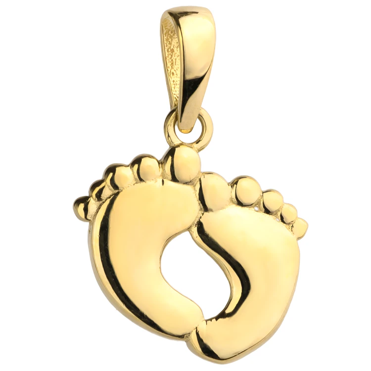 Złota Zawieszka Wisiorek Stópki Pełne Gładkie - Złoto 585 - Prezent na Dzień Matki.png