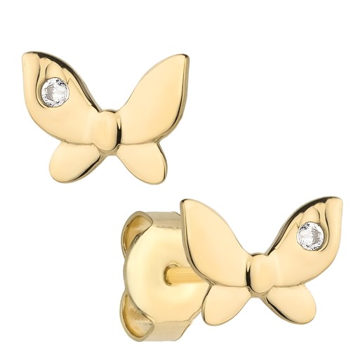 Zlote Kolczyki Motylek z Pojedynczą Cyrkonią - Złoto 585 - Prezent na Urodziny.jpg