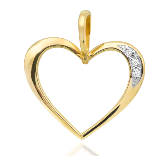 Złota Zawieszka Kontur Serca z Cyrkoniami - Złoto 585 - Prezent na Rocznice.png