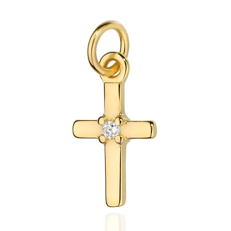 Złoty Krzyżyk Wisiorek z Centralną Cyrkonią - Złoto 585 - Prezent na Bierzmowanie.jpg