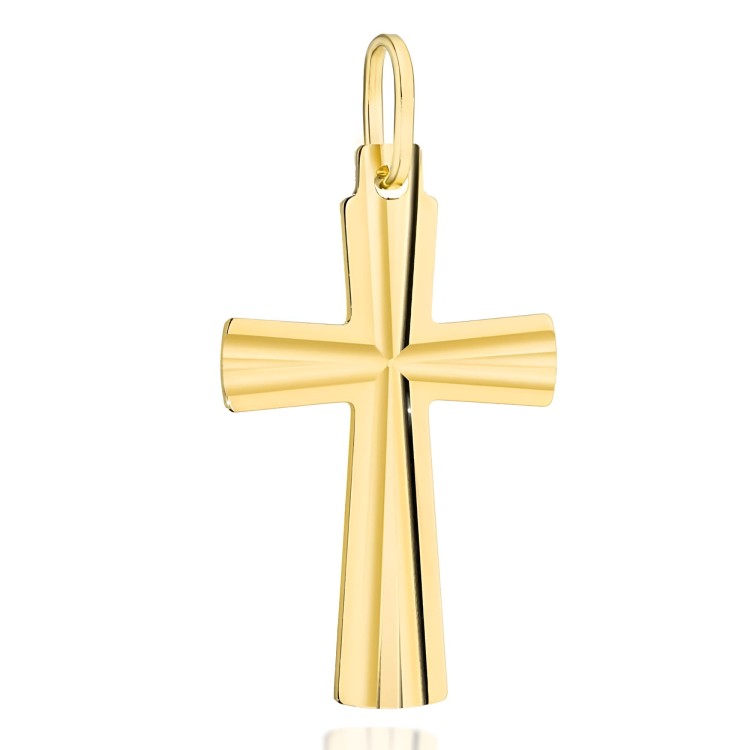 Złoty Krzyżyk Wisiorek Zdobiony Diamentowaniem - Złoto 585 - Prezent na Komunię.jpg