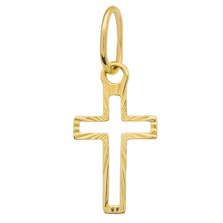 Złoty Krzyżyk Wisiorek Diamentowany Mały - Złoto 585 - Prezent na Komunię.jpg