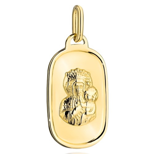 Złoty Medalik Matka Boska Częstochowska w Gładkim Owalu - Złoto 585 - Prezent na Komunię.jpg