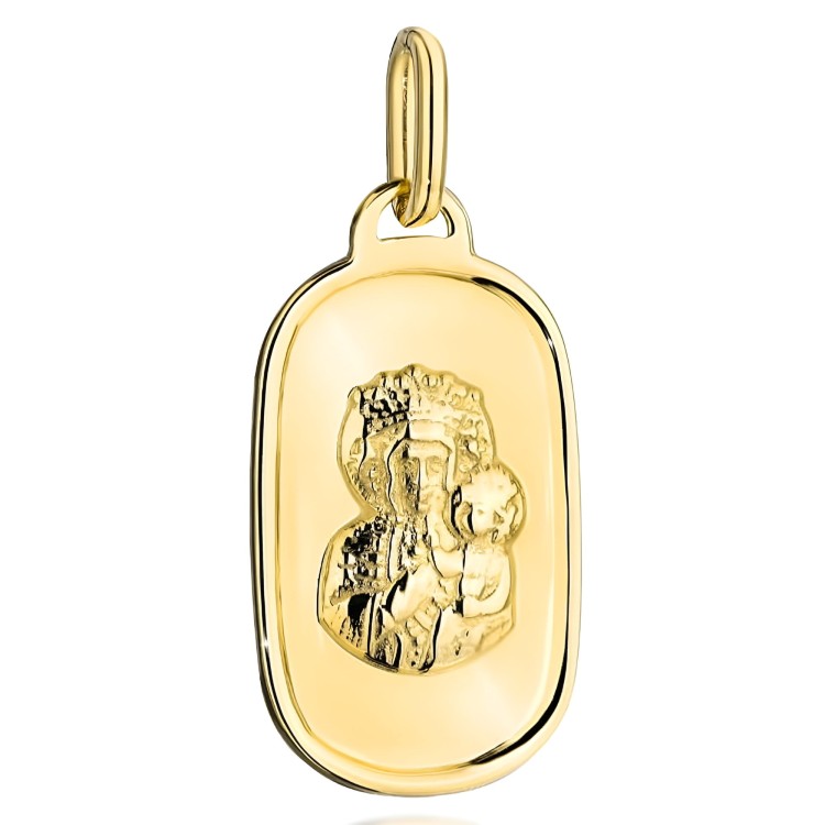 Złoty Medalik Matka Boska Częstochowska w Gładkim Owalu - Złoto 585 - Prezent na Komunię.jpg