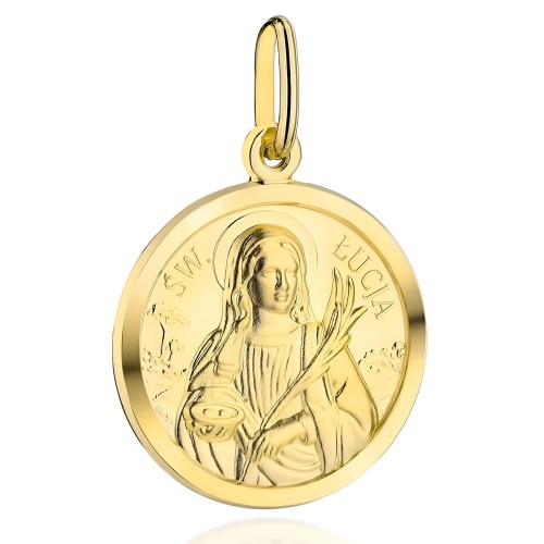Złoty Medalik Święta Łucja - Złoto 585 - Prezent na Bierzmowanie.jpg