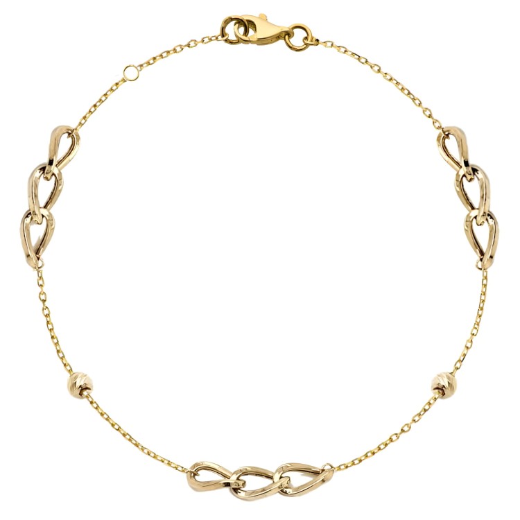 Złota Bransoletka Trzy Elementy Łańcucha na Łańcuszku- Złoto 585 - Prezent na Urodziny.jpg