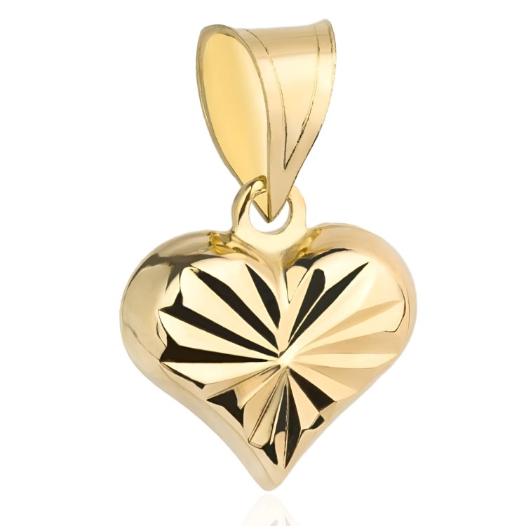 Złota Zawieszka Serce Diamentowane Jednostronnie 0.71 g - Złoto 585 - Prezent na Gwiazdkę.jpg