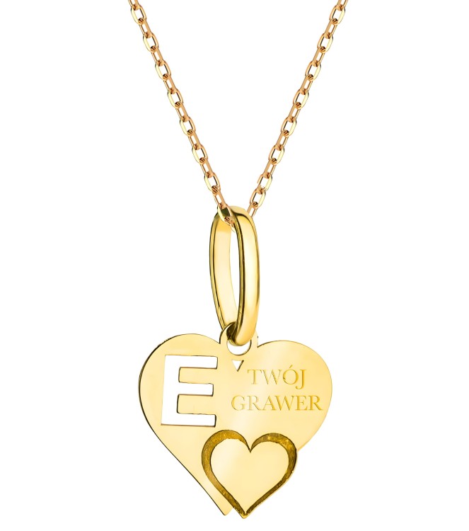 Damski Złoty Naszyjnik Literka w Sercu - Literka E Zawieszka Łańcuszek Grawer Gratis Na Prezent Złoto 585 1.20 g.jpg