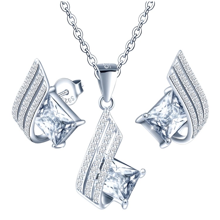 Srebrny Komplet Prezent na Urodziny Rocznicę Dla Żony Kobiety Mamy Córki - Srebro 925