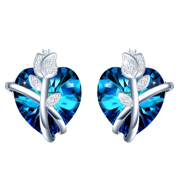 Srebrne Serca Kolczyki Sztyfty Wkrętki Prezent na Urodziny Srebro 925.jpg