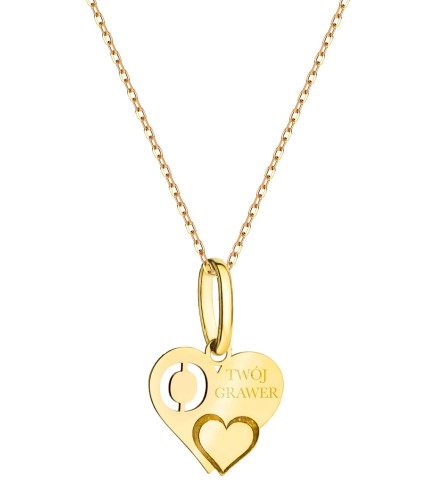 Naszyjnik Złote Serce z Literką O - Zawieszka i Łańcuszek Splot Ankier pr. 585 1.20 g.jpg