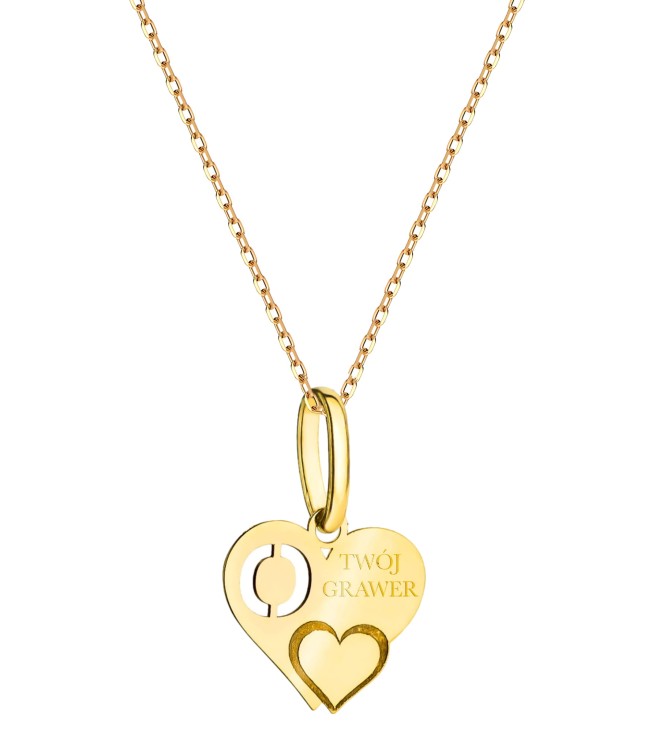 Naszyjnik Złote Serce z Literką O - Zawieszka i Łańcuszek Splot Ankier pr. 585 1.20 g.jpg