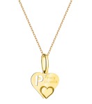 Złoty Naszyjnik Serce Literka P - Zawieszka Serduszko Łańcuszek Splot Ankier pr. 585 1.20 g  - Prezent na Święta