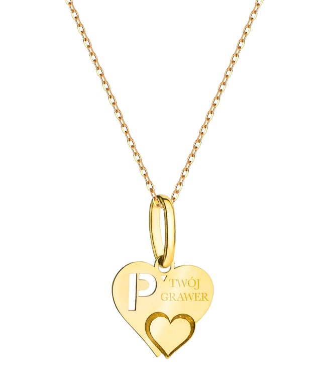 Złoty Naszyjnik Serce Literka P - Zawieszka Serduszko Łańcuszek Splot Ankier pr. 585 1.20 g.jpg
