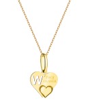 Złoty Naszyjnik Serce z Literką W - Zawieszka i Łańcuszek Złoto 585 1.20 g - Elegancki Akcent Do Każdej Stylizacji