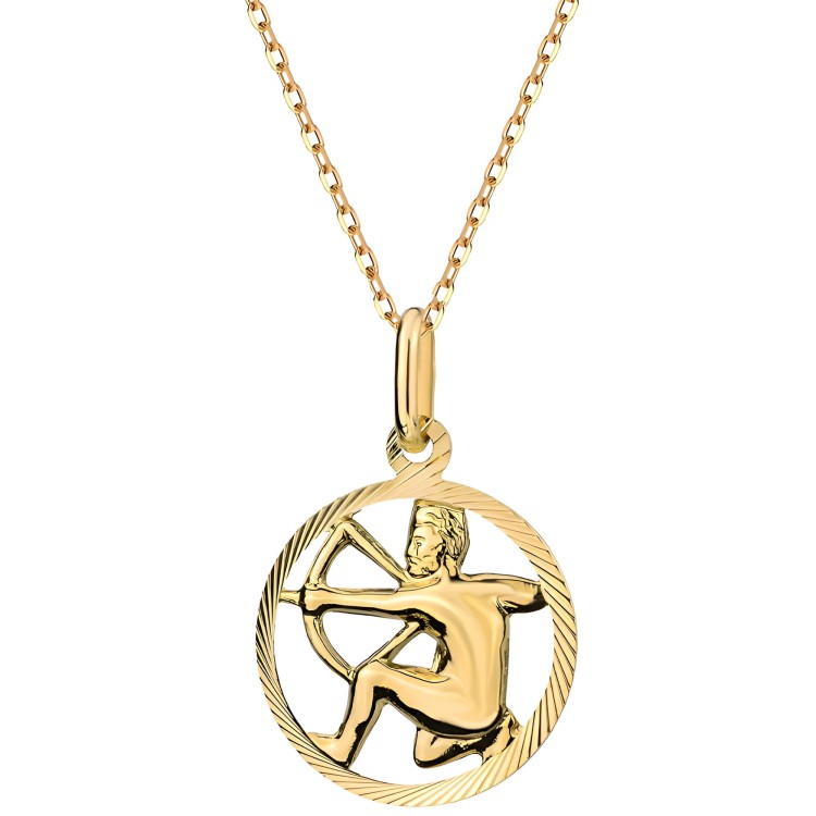 Znak Zodiaku Strzelec - Złoto 585 Naszyjnik z Łańcuszkiem Splot Ankier Na Dzień Matki Urodziny Imieniny 1.56 g.jpg
