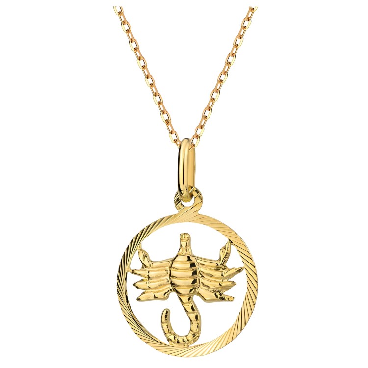Znak Zodiaku Skorpion - Złoto 585 Naszyjnik z Łańcuszkiem Splot Ankier Idealny na Prezent 1.44 g.jpg