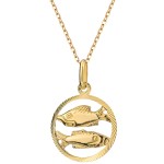 Znak Zodiaku Ryby - Złoto 585 Naszyjnik z Łańcuszkiem Splot Ankier Idealny na Prezent 1.60 g